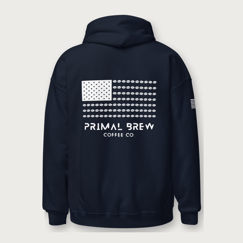 American Grind Hoodie in Navy, back view
